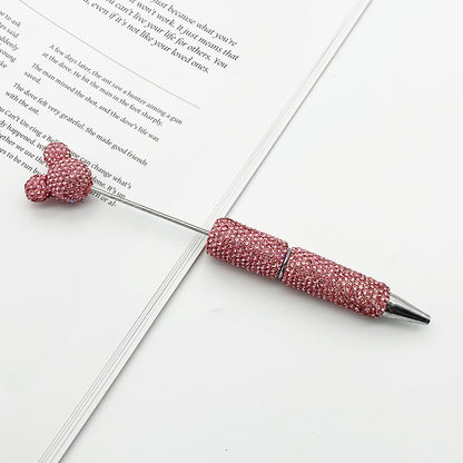 Luxury Rhinestone Mouse Head Beadable Pens Bling Crystal Base DIY Pen Blanks, Sparkly Full Diamond Cartoon Character Pen for Jewelry Making Supplies