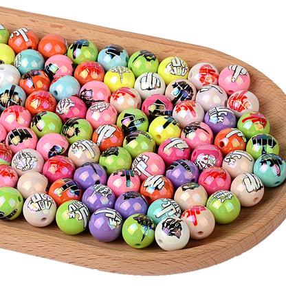 Iridescent Middle Finger Acrylic Beads for Beadable Pens, Sassy Fuck You Logo Round Beads, Edgy Adult Humor Spacer Beads for Keychain DIY Crafts
