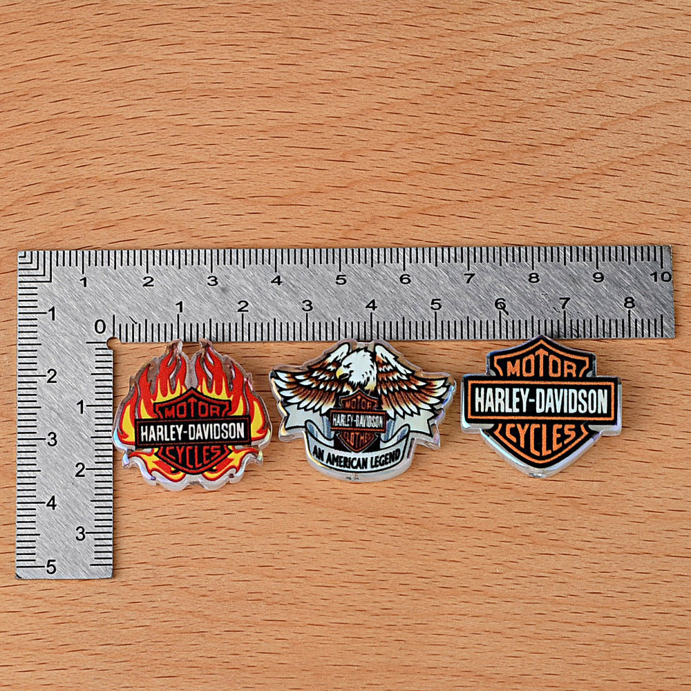 Biker Motorcycle Logo Acrylic Focal Beads, Flame & Eagle Large Hole Loose Beads for Beadable Pens, Keychains & DIY Jewelry Making