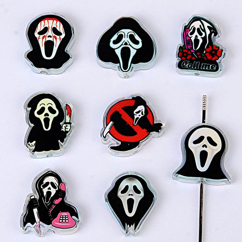 Scream Ghostface Acrylic Focal Beads, Scary Horror Movie Large Hole Loose Beads for Beadable Pens, Keychains & DIY Jewelry Making