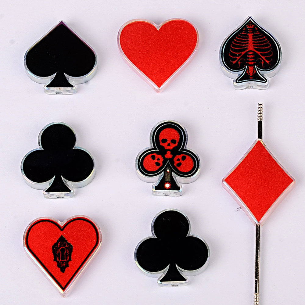 Gothic Poker Suits Acrylic Focal Beads, Skeleton Skull Playing Card Loose Beads with Large Hole for Beadable Pens, Keychains & DIY Jewelry Making