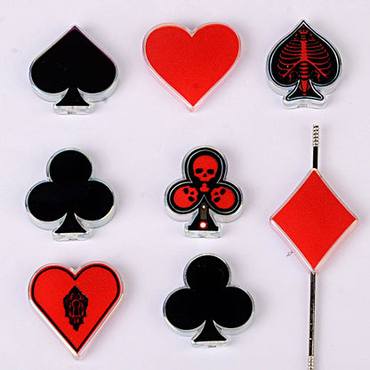 Gothic Poker Suits Acrylic Focal Beads, Skeleton Skull Playing Card Loose Beads with Large Hole for Beadable Pens, Keychains & DIY Jewelry Making