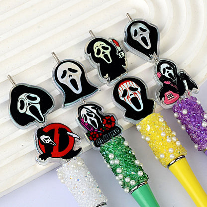 Scream Ghostface Acrylic Focal Beads, Scary Horror Movie Large Hole Loose Beads for Beadable Pens, Keychains & DIY Jewelry Making