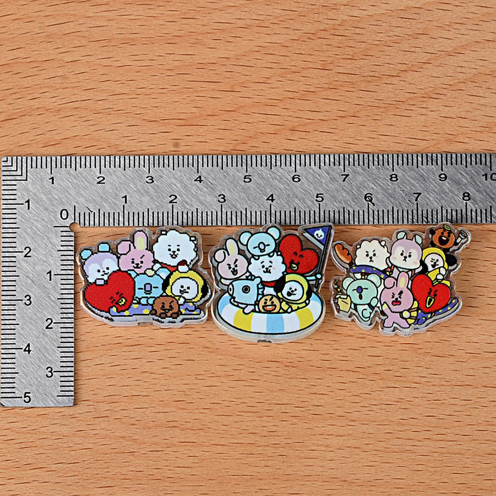 Cute BT21 Cartoon Focal Beads, Kawaii Kpop Group Acrylic Loose Beads with Large Hole for Beadable Pens, Keychains & DIY Jewelry Making