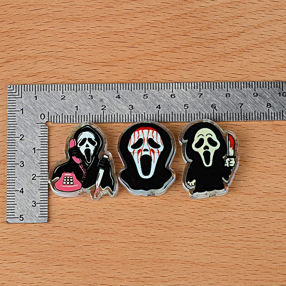 Scream Ghostface Acrylic Focal Beads, Scary Horror Movie Large Hole Loose Beads for Beadable Pens, Keychains & DIY Jewelry Making