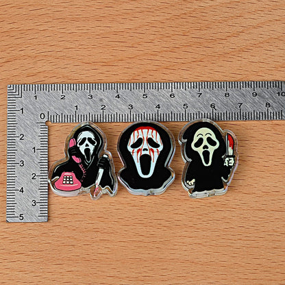 Scream Ghostface Acrylic Focal Beads, Scary Horror Movie Large Hole Loose Beads for Beadable Pens, Keychains & DIY Jewelry Making