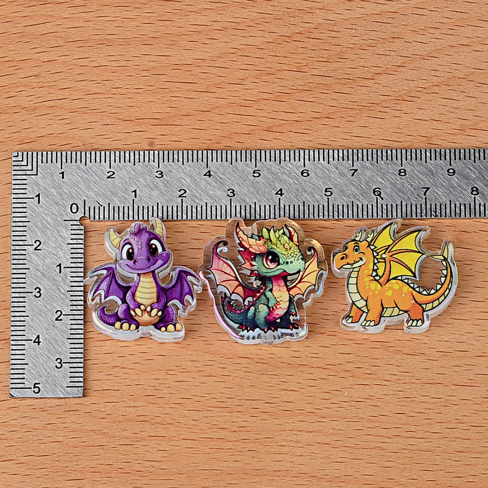 Cute Cartoon Baby Dragon Acrylic Focal Beads, Kawaii Dinosaur Loose Spacer Beads with Large Hole for Beadable Pens, Keychains & DIY Jewelry Making
