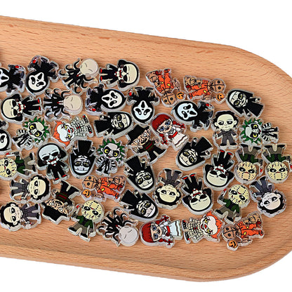Spooky Horror Movie Chibi Beadable Pen Beads, Classic Villain Characters Focal Beads (saw, Chucky, Pennywise), Large Hole Acrylic Loose Beads for DIY Pens & Wristlets