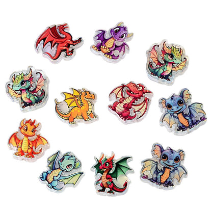 Cute Cartoon Baby Dragon Acrylic Focal Beads, Kawaii Dinosaur Loose Spacer Beads with Large Hole for Beadable Pens, Keychains & DIY Jewelry Making