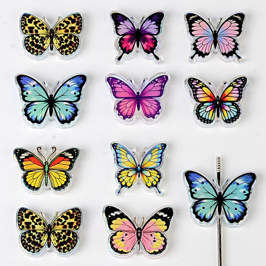 Butterfly Acrylic Focal Beads - Colorful Butterfly Charms Flatback Focal Beads for Beadable Pens, Keychain & DIY Jewelry Making