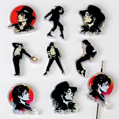 Michael Jackson King of Pop Focal Bead Set | Iconic Dance Pose & Portrait Acrylic Beads for Beadable Pens, Keychains & DIY Crafts