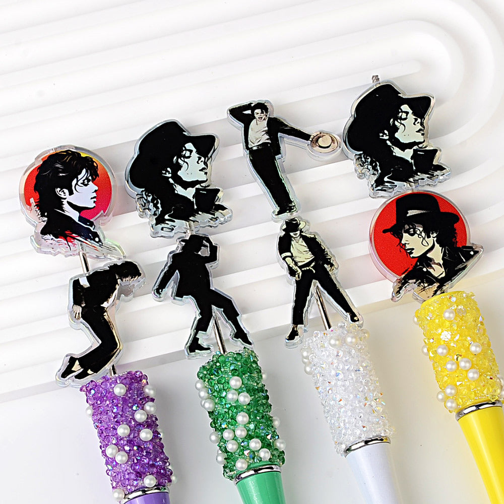 Michael Jackson King of Pop Focal Bead Set | Iconic Dance Pose & Portrait Acrylic Beads for Beadable Pens, Keychains & DIY Crafts