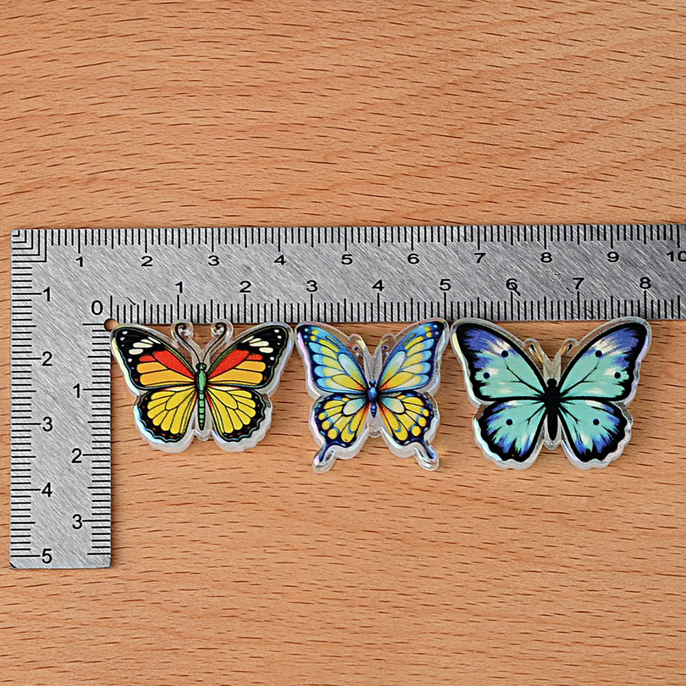 Butterfly Acrylic Focal Beads - Colorful Butterfly Charms Flatback Focal Beads for Beadable Pens, Keychain & DIY Jewelry Making
