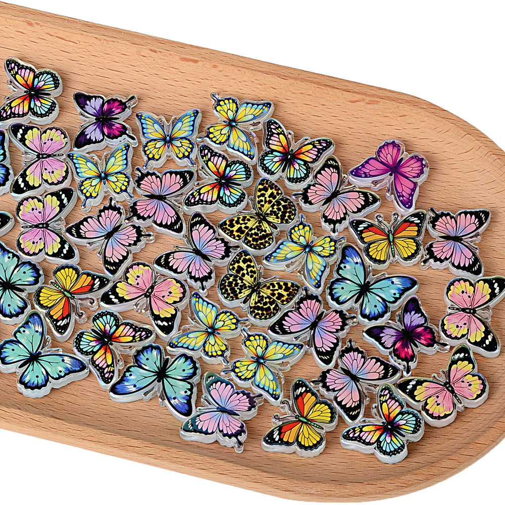 Butterfly Acrylic Focal Beads - Colorful Butterfly Charms Flatback Focal Beads for Beadable Pens, Keychain & DIY Jewelry Making