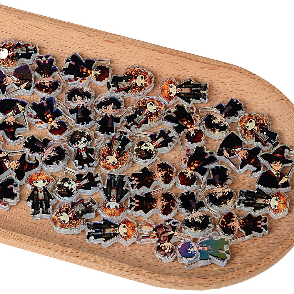 8 Mixed Chibi Wizard Focal Beads - Harry, Ron, Hermione Acrylic Flatback Charms for Custom Pens & Crafting