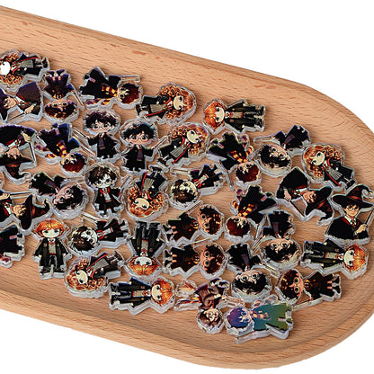 8 Mixed Chibi Wizard Focal Beads - Harry, Ron, Hermione Acrylic Flatback Charms for Custom Pens & Crafting
