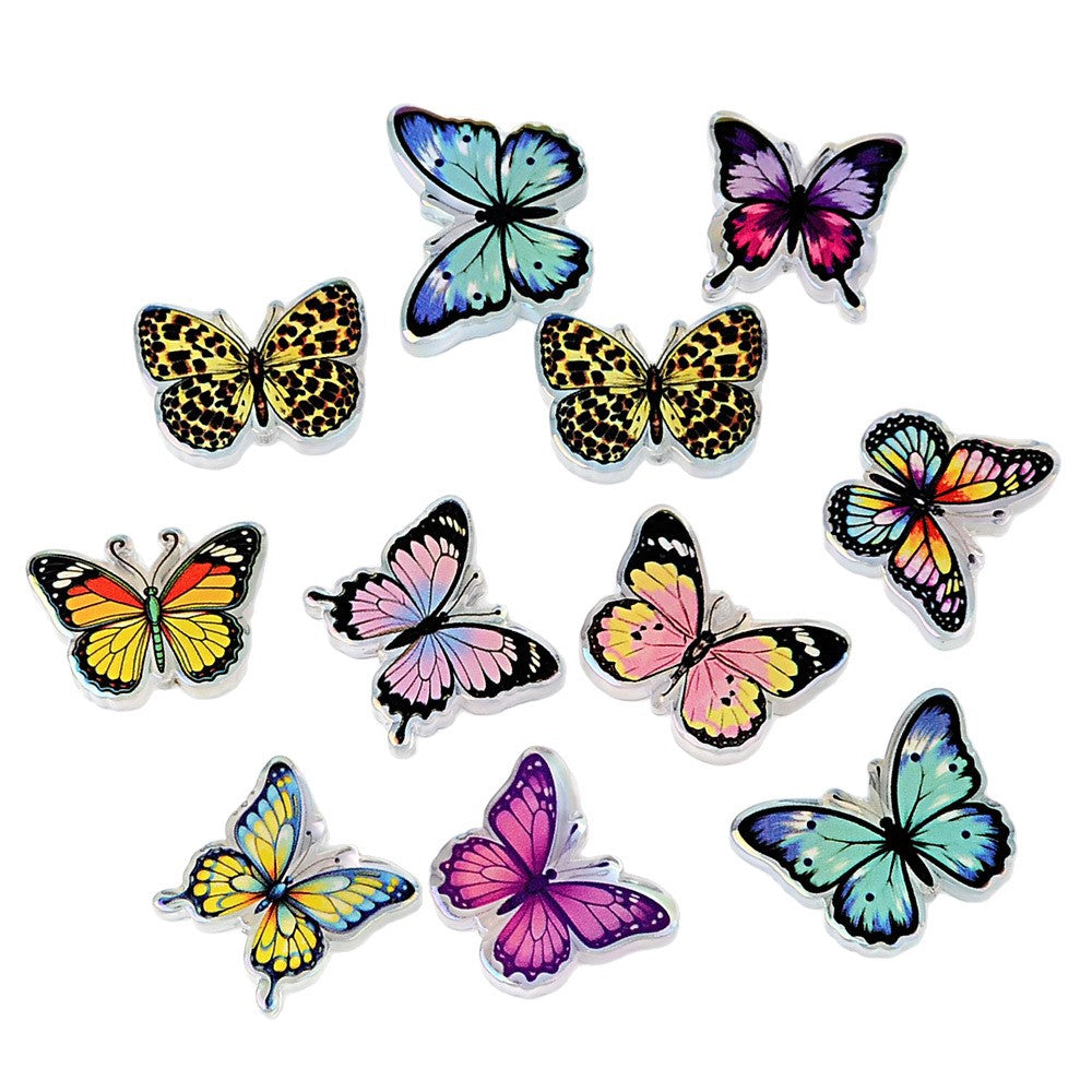 Butterfly Acrylic Focal Beads - Colorful Butterfly Charms Flatback Focal Beads for Beadable Pens, Keychain & DIY Jewelry Making