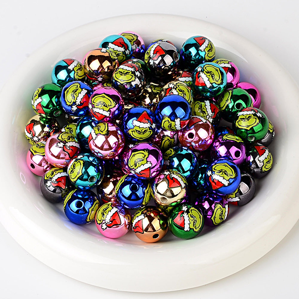 16MM Christmas Green Monster Acrylic Beads - 20mm AB Pearl Round Bubblegum Beads for DIY Beadable Pens, Keychains & Jewelry