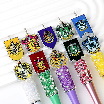 Wizarding House Crest & Banner Focal Charms Bulk – Hogwarts School Crest, Lion, Snake, Raven & Badger Beads for DIY Crafts