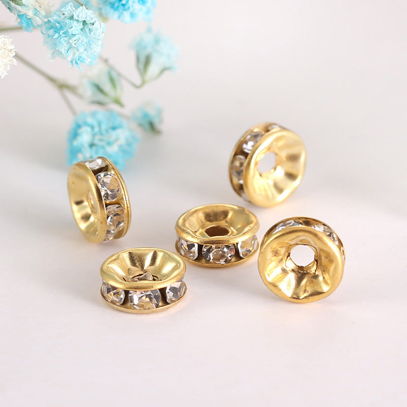 Colored Diamond Ring Spacer Beads Loose Beads Beaded Diamond Spacer Wheel Rim