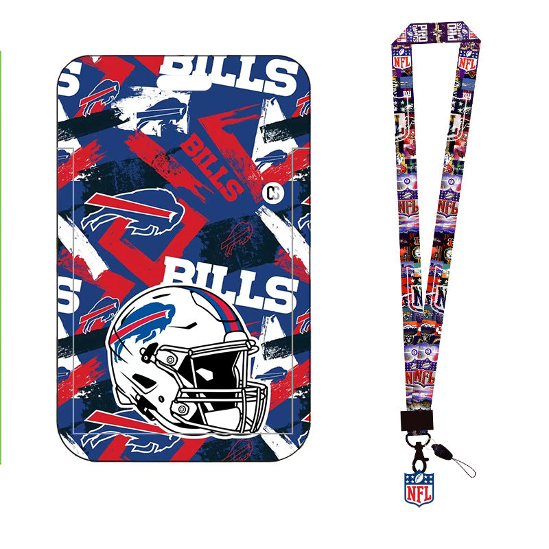 Complete 2-in-1 Set Football Team Lanyard with ID Badge Holder, Sliding Hard Case Card Sleeve with Detachable Neck Strap for Students, Nurses, Game Day Tailgates