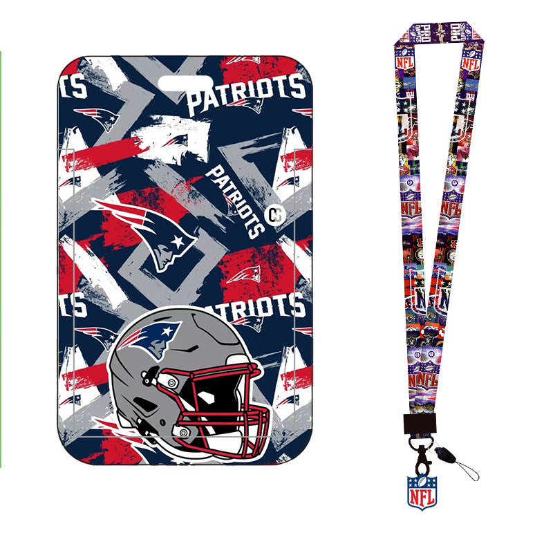 Complete 2-in-1 Set Football Team Lanyard with ID Badge Holder, Sliding Hard Case Card Sleeve with Detachable Neck Strap for Students, Nurses, Game Day Tailgates