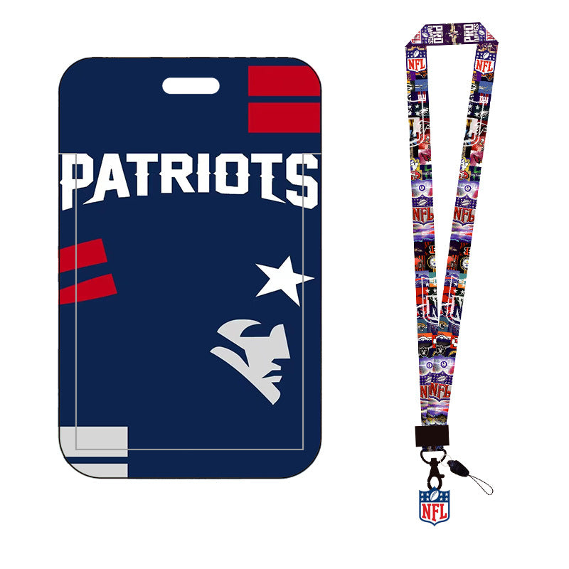 Complete 2-in-1 Set Football Team Lanyard with ID Badge Holder, Sliding Hard Case Card Sleeve with Detachable Neck Strap for Students, Nurses, Game Day Tailgates