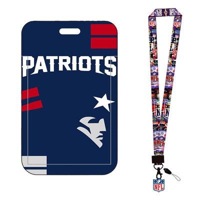 Complete 2-in-1 Set Football Team Lanyard with ID Badge Holder, Sliding Hard Case Card Sleeve with Detachable Neck Strap for Students, Nurses, Game Day Tailgates