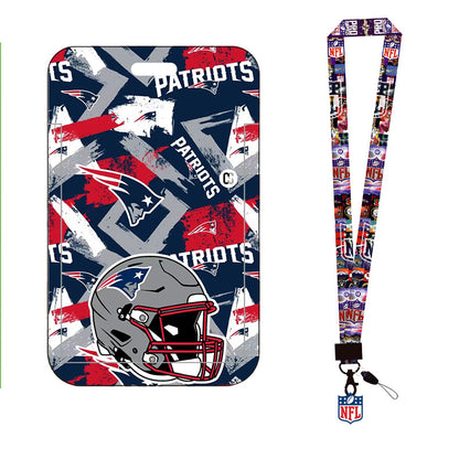 Complete 2-in-1 Set Football Team Lanyard with ID Badge Holder, Sliding Hard Case Card Sleeve with Detachable Neck Strap for Students, Nurses, Game Day Tailgates
