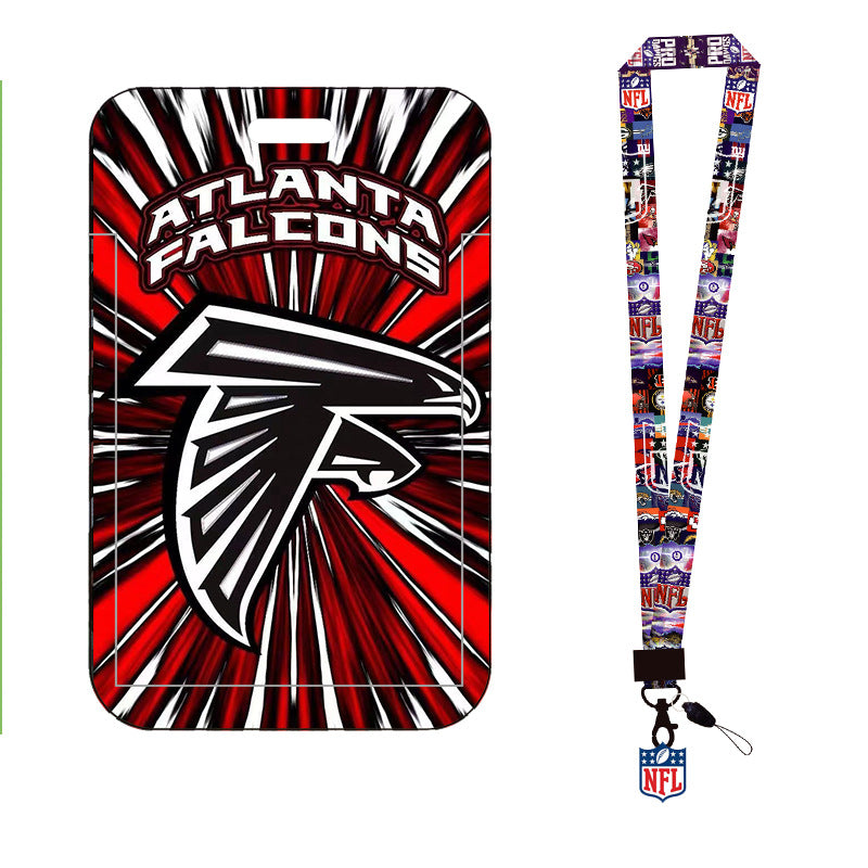 Complete 2-in-1 Set Football Team Lanyard with ID Badge Holder, Sliding Hard Case Card Sleeve with Detachable Neck Strap for Students, Nurses, Game Day Tailgates