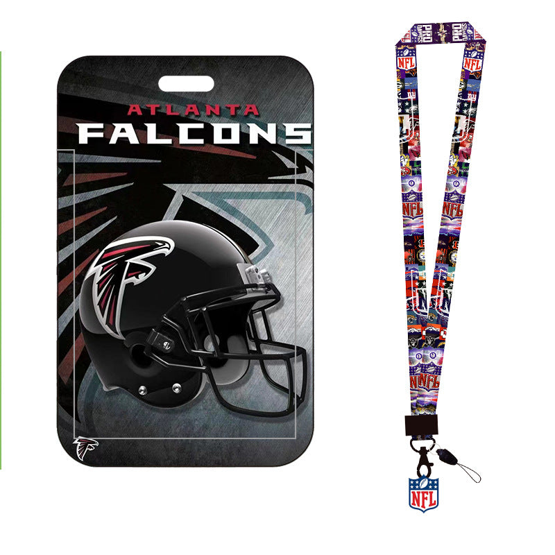 Complete 2-in-1 Set Football Team Lanyard with ID Badge Holder, Sliding Hard Case Card Sleeve with Detachable Neck Strap for Students, Nurses, Game Day Tailgates