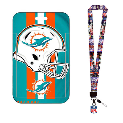 Complete 2-in-1 Set Football Team Lanyard with ID Badge Holder, Sliding Hard Case Card Sleeve with Detachable Neck Strap for Students, Nurses, Game Day Tailgates