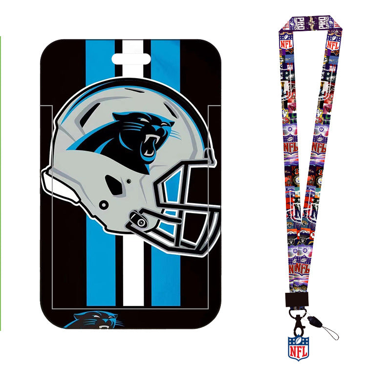 Complete 2-in-1 Set Football Team Lanyard with ID Badge Holder, Sliding Hard Case Card Sleeve with Detachable Neck Strap for Students, Nurses, Game Day Tailgates