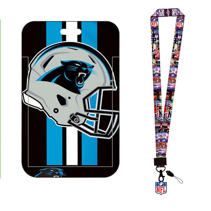 Complete 2-in-1 Set Football Team Lanyard with ID Badge Holder, Sliding Hard Case Card Sleeve with Detachable Neck Strap for Students, Nurses, Game Day Tailgates