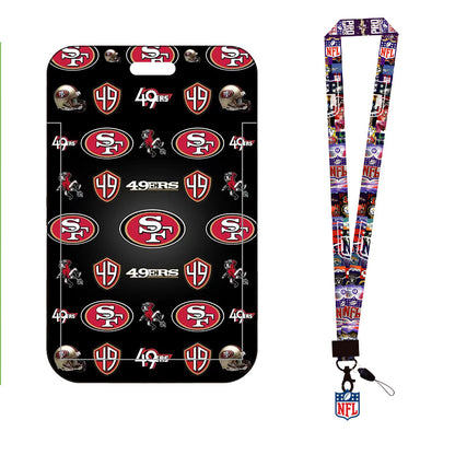 Complete 2-in-1 Set Football Team Lanyard with ID Badge Holder, Sliding Hard Case Card Sleeve with Detachable Neck Strap for Students, Nurses, Game Day Tailgates