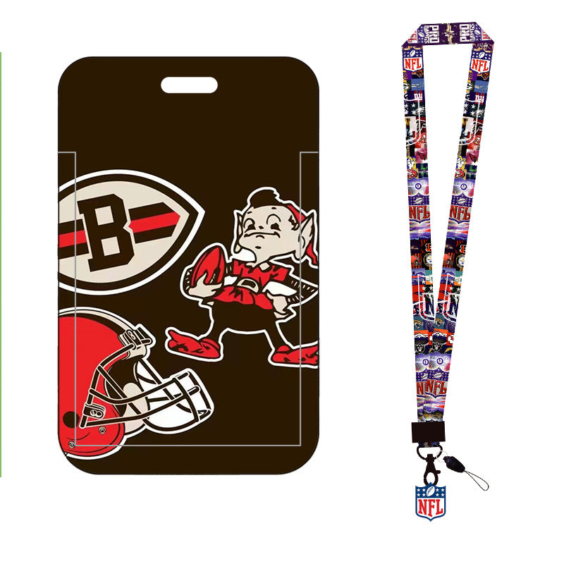 Complete 2-in-1 Set Football Team Lanyard with ID Badge Holder, Sliding Hard Case Card Sleeve with Detachable Neck Strap for Students, Nurses, Game Day Tailgates