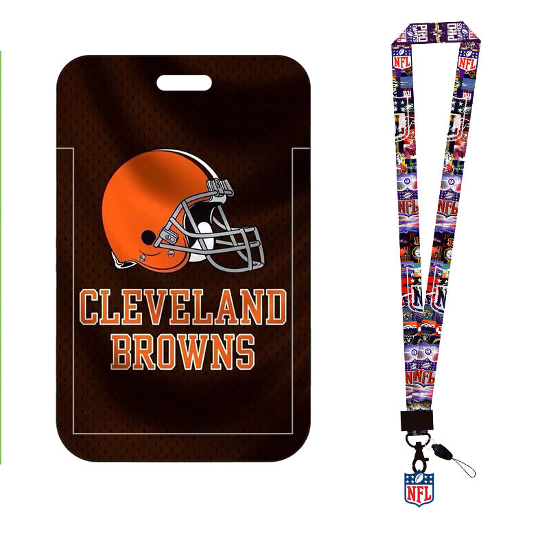 Complete 2-in-1 Set Football Team Lanyard with ID Badge Holder, Sliding Hard Case Card Sleeve with Detachable Neck Strap for Students, Nurses, Game Day Tailgates