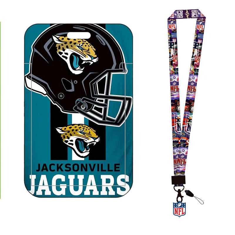 Complete 2-in-1 Set Football Team Lanyard with ID Badge Holder, Sliding Hard Case Card Sleeve with Detachable Neck Strap for Students, Nurses, Game Day Tailgates
