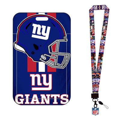 Complete 2-in-1 Set Football Team Lanyard with ID Badge Holder, Sliding Hard Case Card Sleeve with Detachable Neck Strap for Students, Nurses, Game Day Tailgates