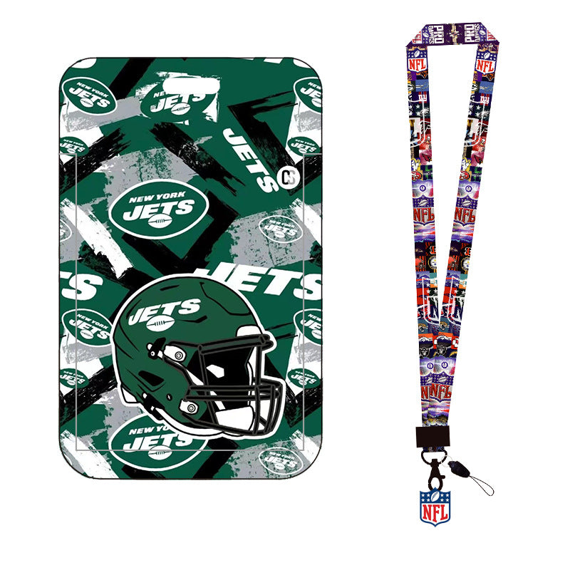 Complete 2-in-1 Set Football Team Lanyard with ID Badge Holder, Sliding Hard Case Card Sleeve with Detachable Neck Strap for Students, Nurses, Game Day Tailgates