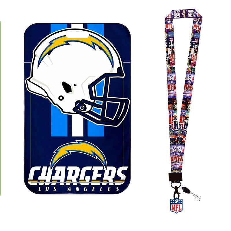 Complete 2-in-1 Set Football Team Lanyard with ID Badge Holder, Sliding Hard Case Card Sleeve with Detachable Neck Strap for Students, Nurses, Game Day Tailgates