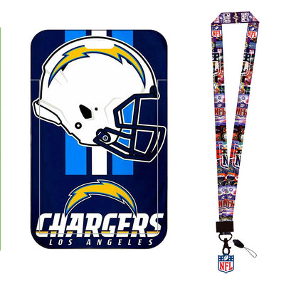 Complete 2-in-1 Set Football Team Lanyard with ID Badge Holder, Sliding Hard Case Card Sleeve with Detachable Neck Strap for Students, Nurses, Game Day Tailgates