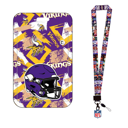 Complete 2-in-1 Set Football Team Lanyard with ID Badge Holder, Sliding Hard Case Card Sleeve with Detachable Neck Strap for Students, Nurses, Game Day Tailgates