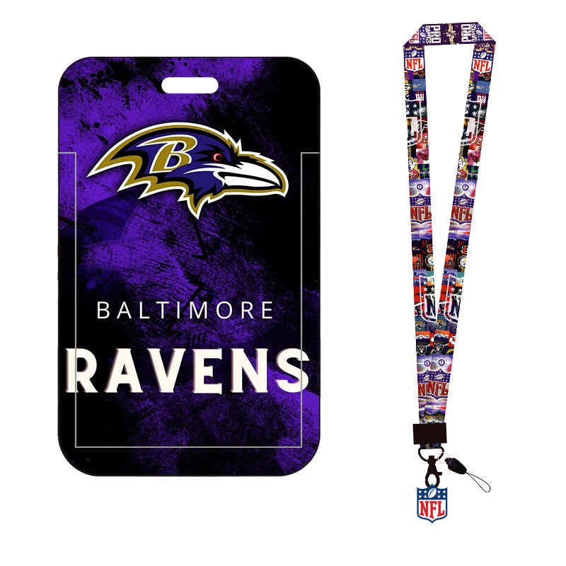 Complete 2-in-1 Set Football Team Lanyard with ID Badge Holder, Sliding Hard Case Card Sleeve with Detachable Neck Strap for Students, Nurses, Game Day Tailgates