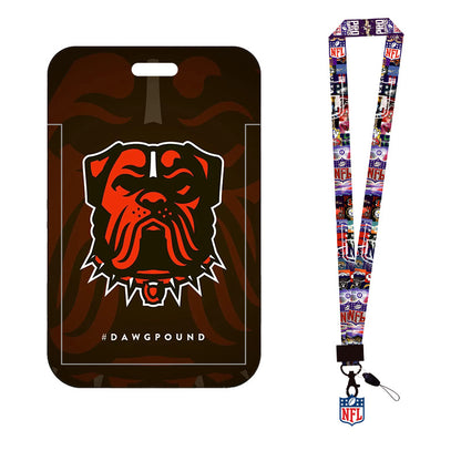 Complete 2-in-1 Set Football Team Lanyard with ID Badge Holder, Sliding Hard Case Card Sleeve with Detachable Neck Strap for Students, Nurses, Game Day Tailgates