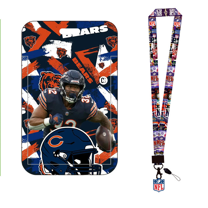 Complete 2-in-1 Set Football Team Lanyard with ID Badge Holder, Sliding Hard Case Card Sleeve with Detachable Neck Strap for Students, Nurses, Game Day Tailgates