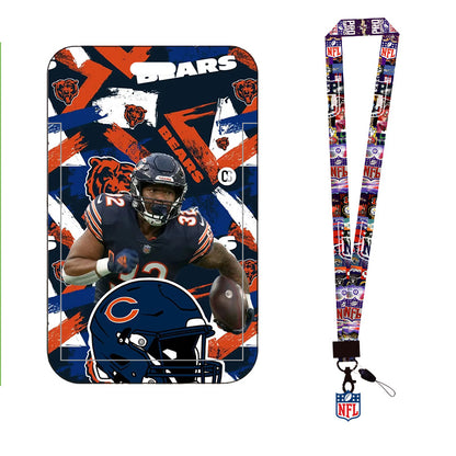Complete 2-in-1 Set Football Team Lanyard with ID Badge Holder, Sliding Hard Case Card Sleeve with Detachable Neck Strap for Students, Nurses, Game Day Tailgates