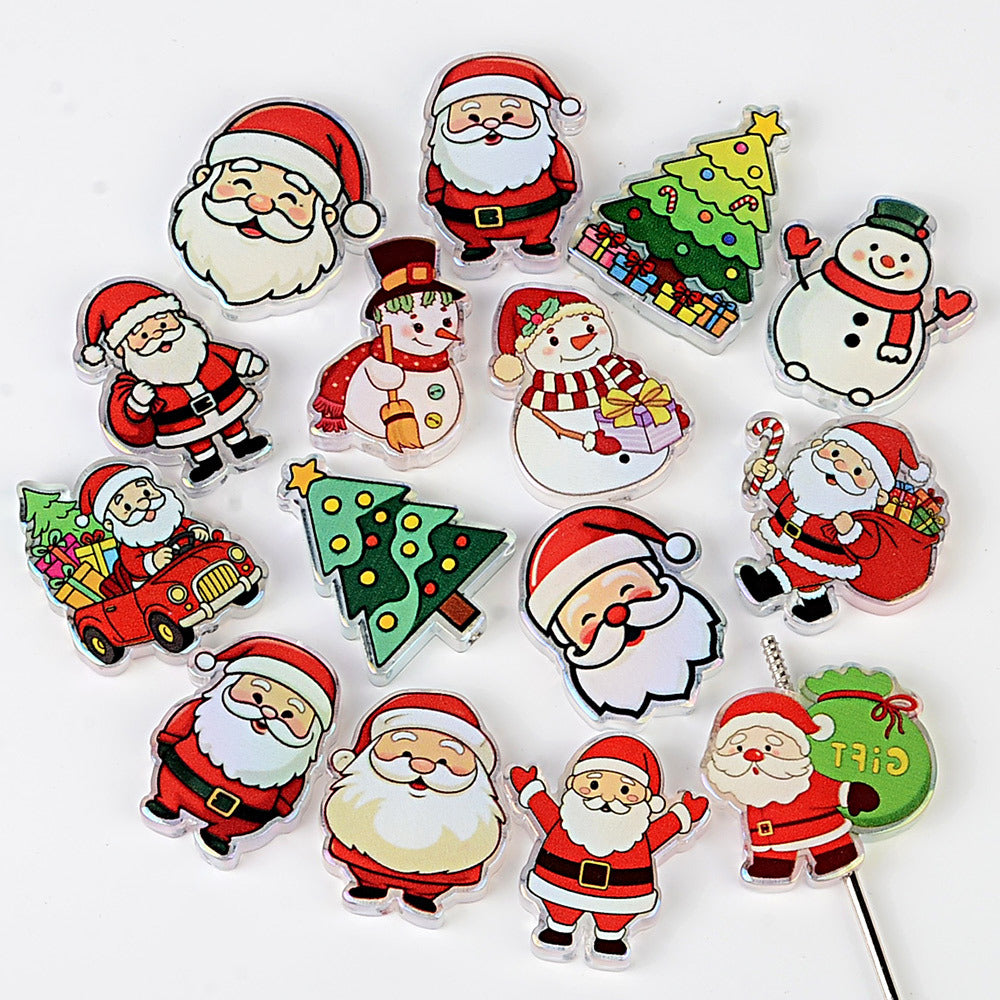 Christmas Acrylic Focal Beads – Cute Santa Claus, Snowman & Tree Spacer Beads for Beadable Pens, Keychains & Holiday DIY Crafts