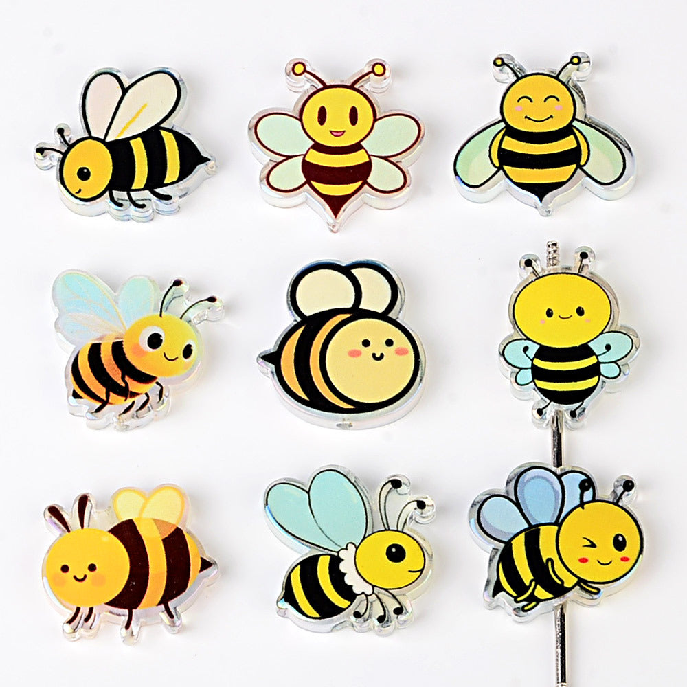 Cute Honey Bee Acrylic Focal Beads – Kawaii Bumblebee Spacer Beads for Beadable Pens, Keychains & DIY Jewelry Making