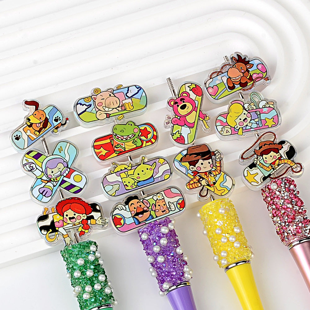 Cartoon Toy Friends Acrylic Focal Beads – Cute Character Spacer Beads for Beadable Pens, Keychains & DIY Jewelry Making